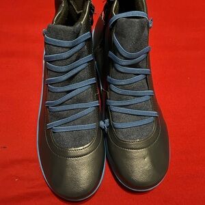 Stylish Black and Blue High-Top Sneakers